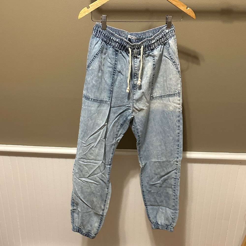 Celebrity Pink Light Blue Wash Jogger Track Pants